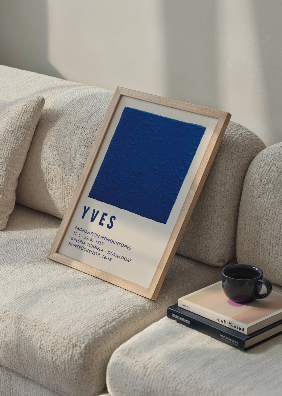 Deep blue textured monochrome art print enhancing modern interior decor