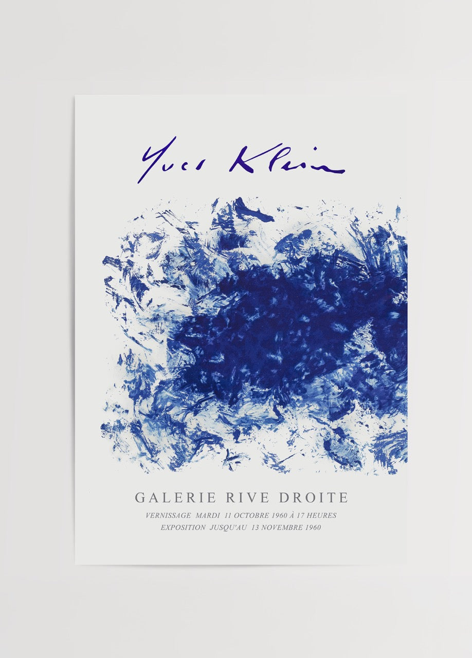Vibrant blue abstract art poster showcasing dynamic waves.