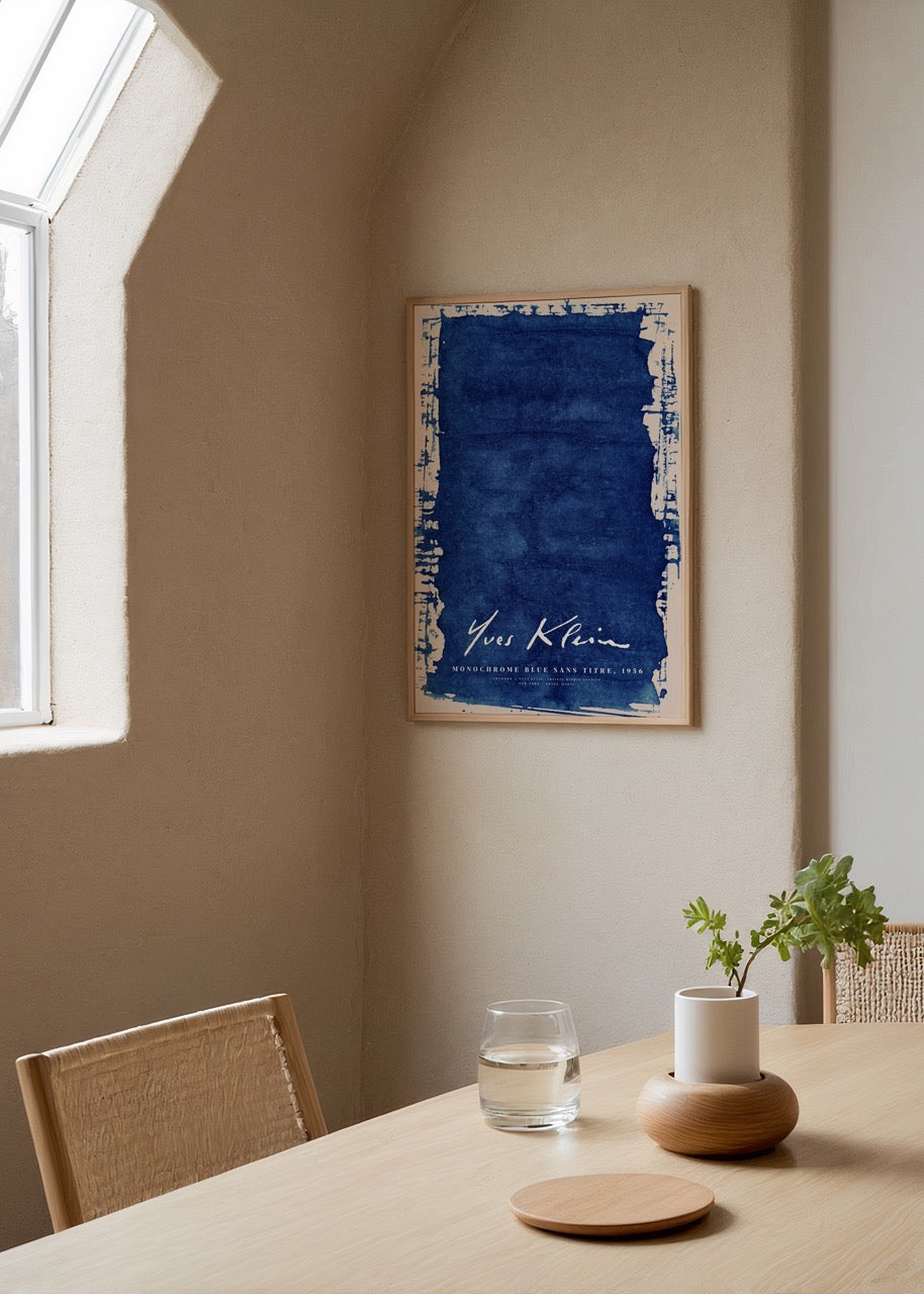 Elysian Blue Monochrome Wall Art featuring rich blue hues.