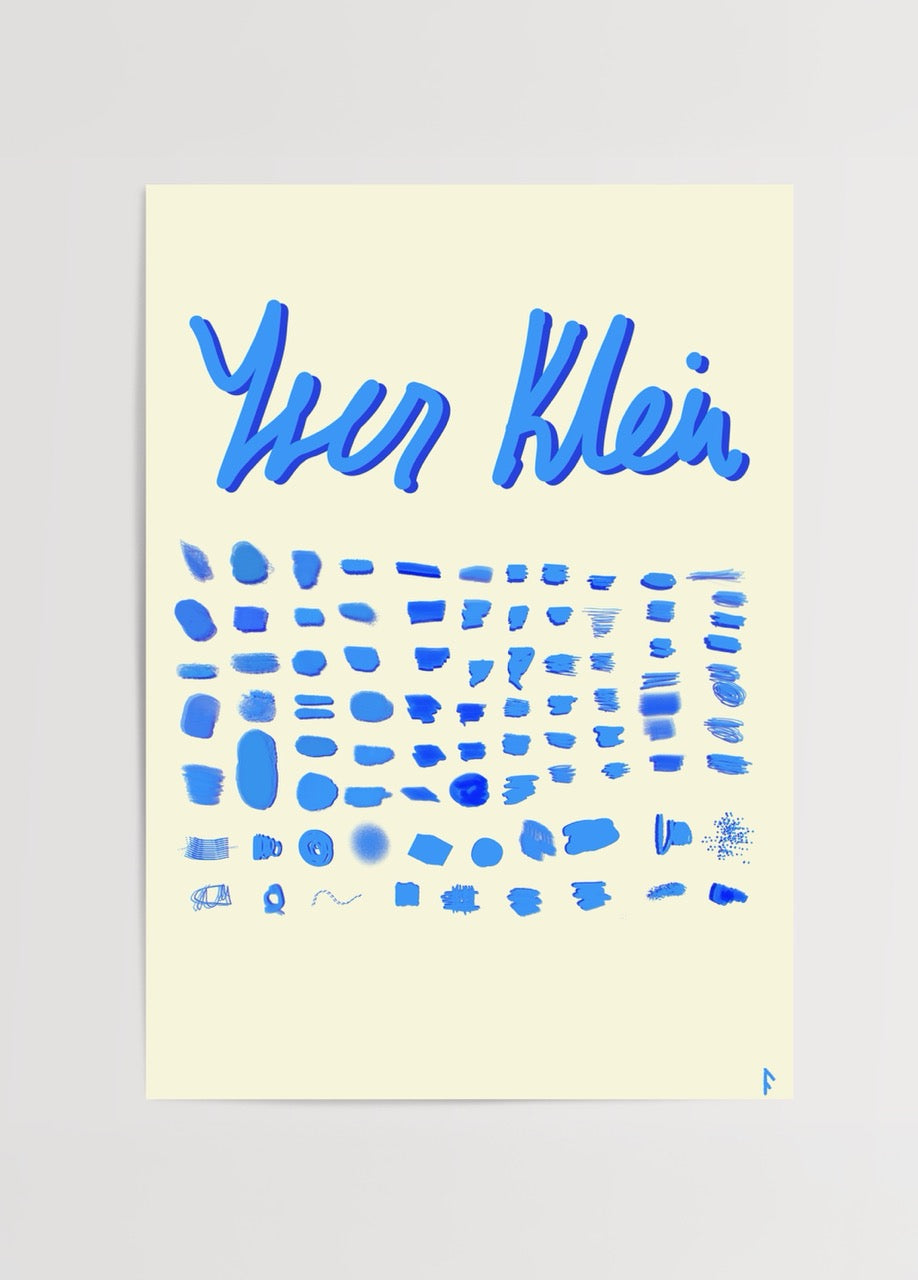 Yves Klein Poster Print featuring bold blue strokes on beige background.