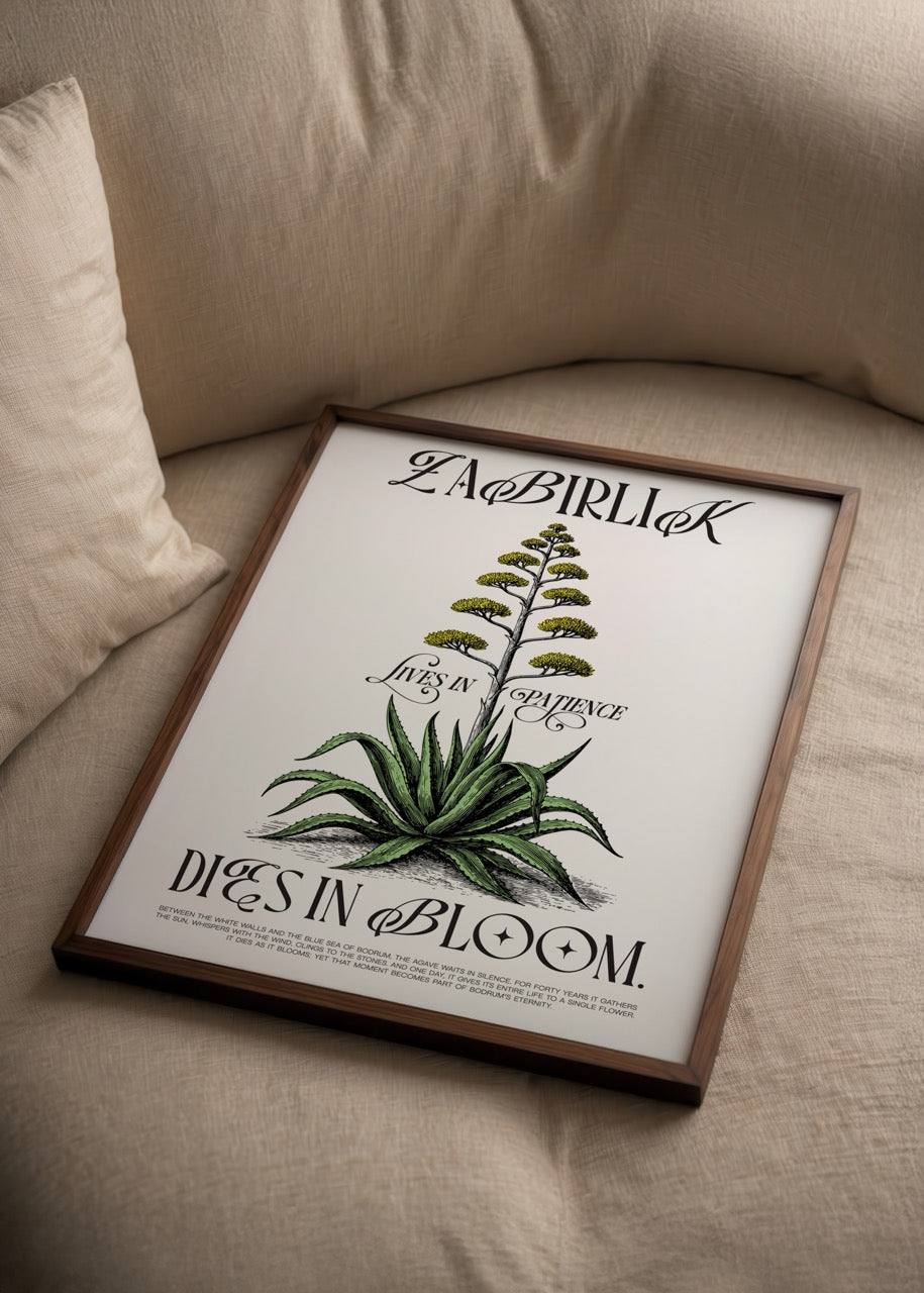 A beautiful botanical illustration poster featuring a striking plant with inspirational text.