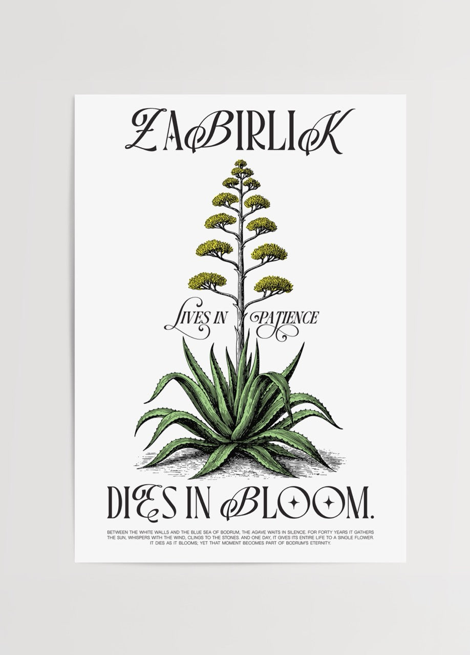 A beautiful botanical illustration poster featuring a striking plant with inspirational text.
