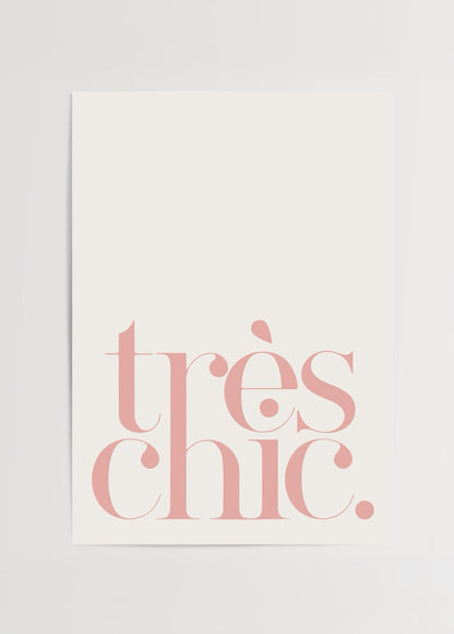 Chic Typography Elegance Print featuring soft pink text on a cream background.